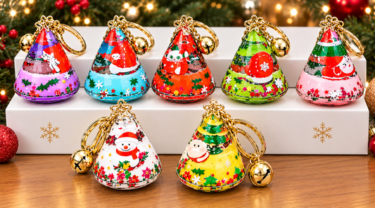 Mystery Christmas Tree Glitter Liquid Acrylic Keychain