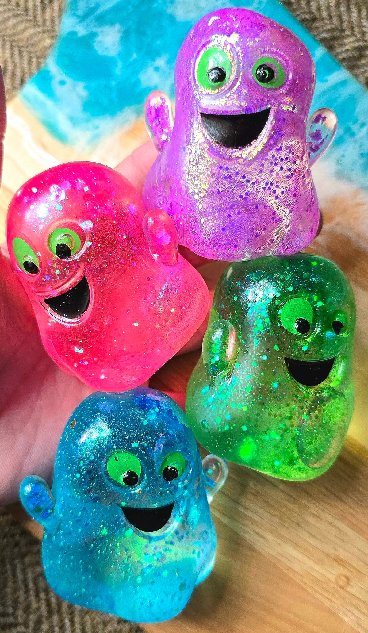 Mystery Halloween Happy Ghost Glitter Maltose Squishy