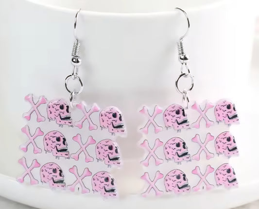 PREORDER Halloween XOXO Skull Acrylic Dangle Earrings