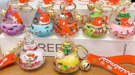 Mystery Christmas Tree Glitter Liquid Acrylic Keychain