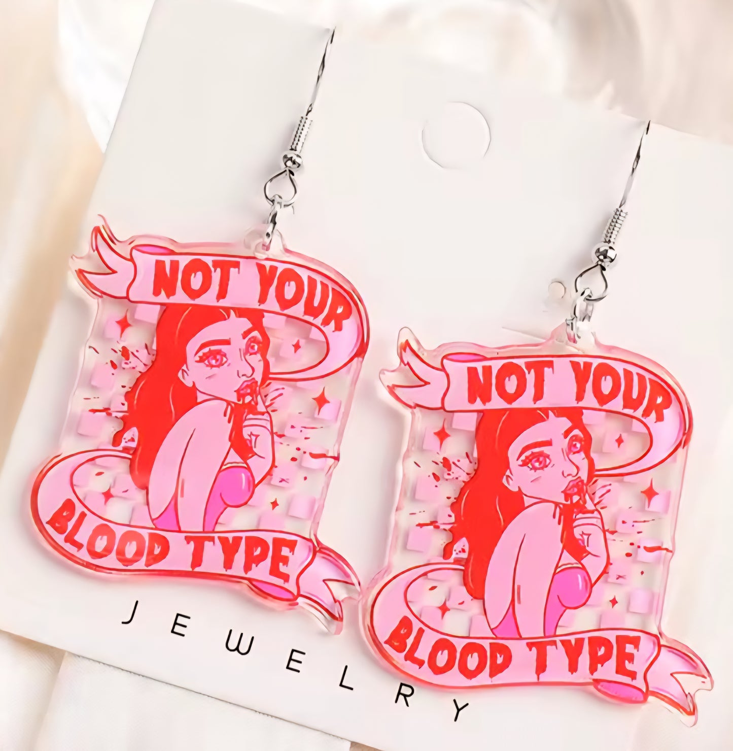 PREORDER Halloween Not Your Blood Type Dangle Earrings