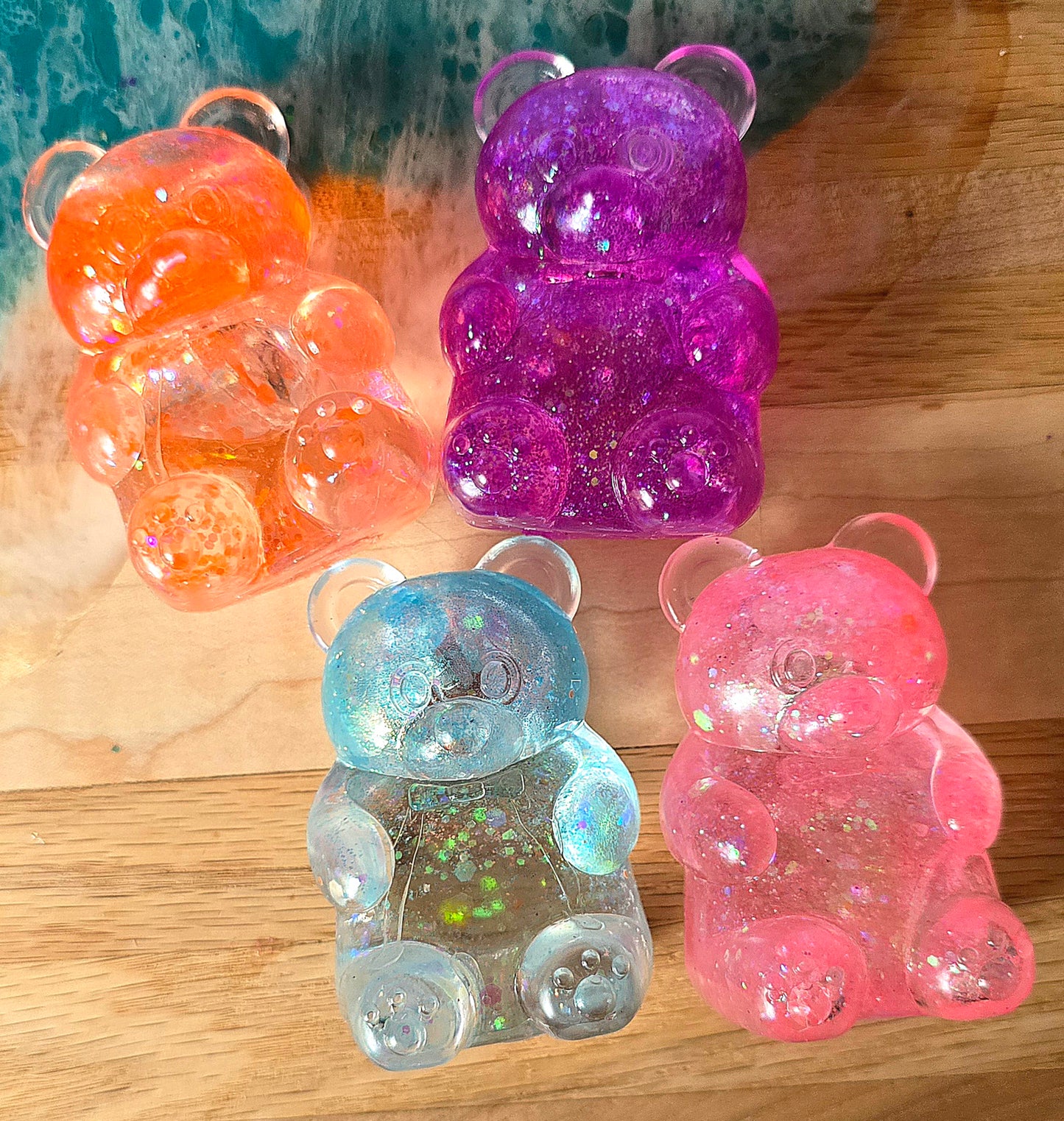 Mystery Glitter Lighted Gummy Bear Maltose Squishy