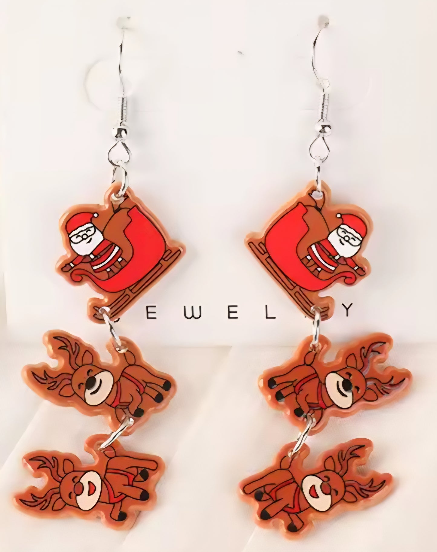 PREORDER Christmas Santa & Reindeer Acrylic Dangle Earrings