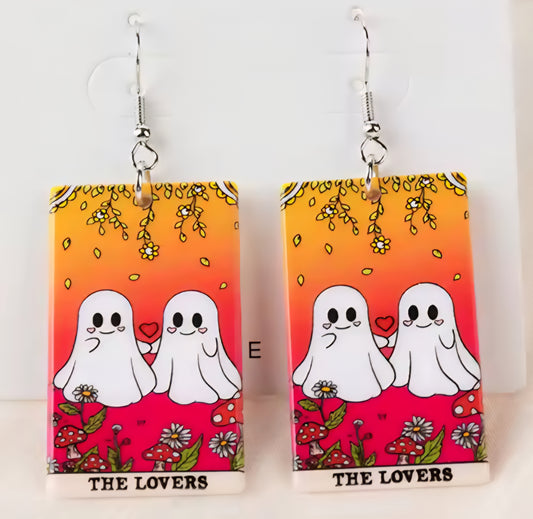 PREORDER Halloween The Lovers Tarot Card Acrylic Dangle Earrings
