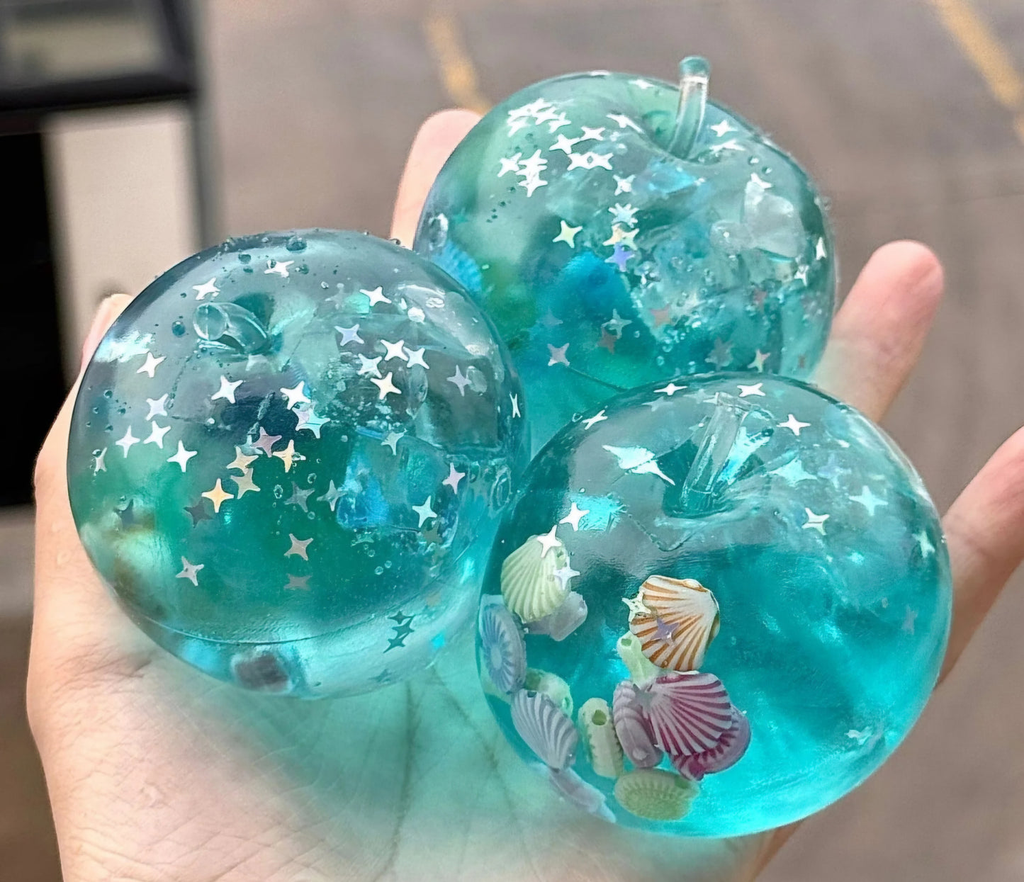 Blue Star Glitter Seashell Apple Maltose Squishy