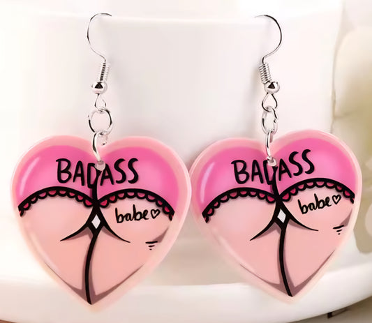 PREORDER Halloween Badass Babe Acrylic Dangle Earrings