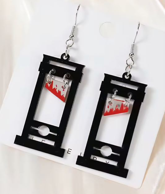 PREORDER Halloween Black Guillotine Acrylic Dangle Earrings