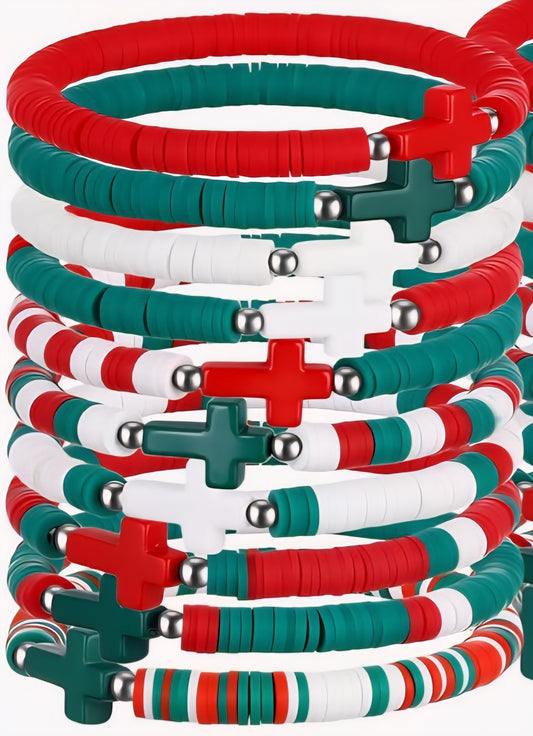 Random Custom Christmas Cross Bracelet