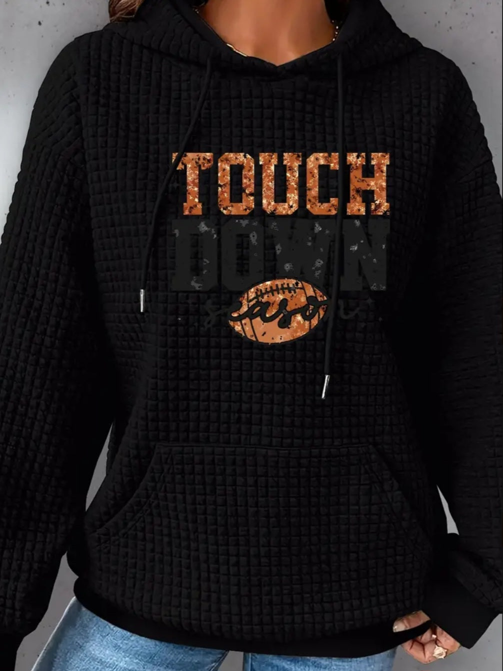 PREORDER Touchdown Season Knit Waffle Pullover Hooded Sweater
