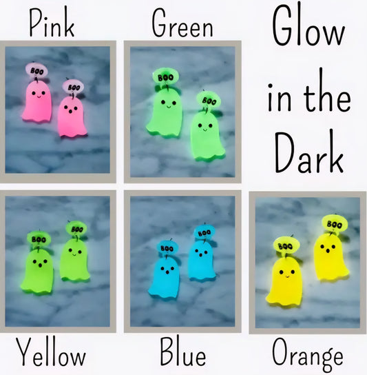 PREORDER HALLOWEEN Glow In The Dark Ghost Acrylic Dangle Earrings