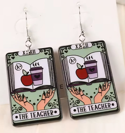 PREORDER Halloween The Teacher Tarrot Card Acrylic Earrings