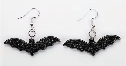 PREORDER Halloween Black Bat Acrylic Dangle Earrings