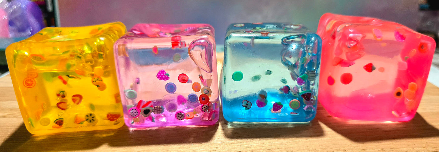 Mystery Transparent Fruit Cube Squishy