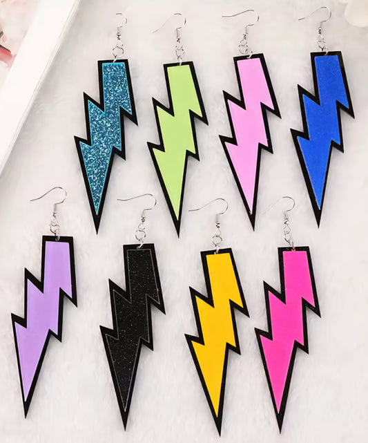 PREORDER Halloween Lightning Bolt Acrylic Dangle Earrings