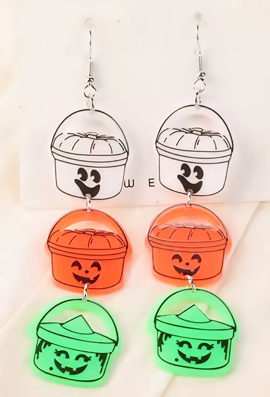 PREORDER Halloween Three Bucket Acrylic Earrings