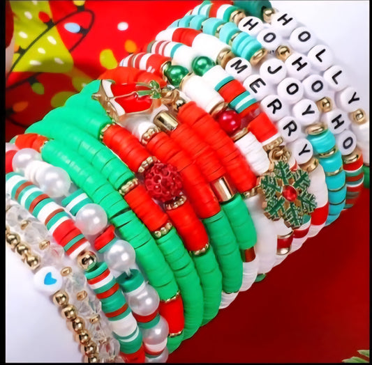 Ramdom Christmas In July polymer Clay Bracelet