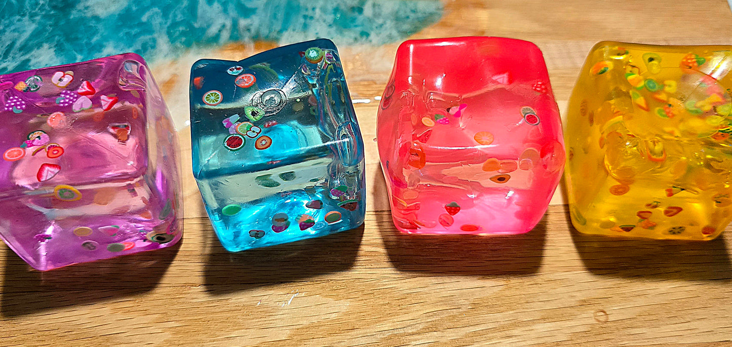 Mystery Transparent Fruit Cube Squishy