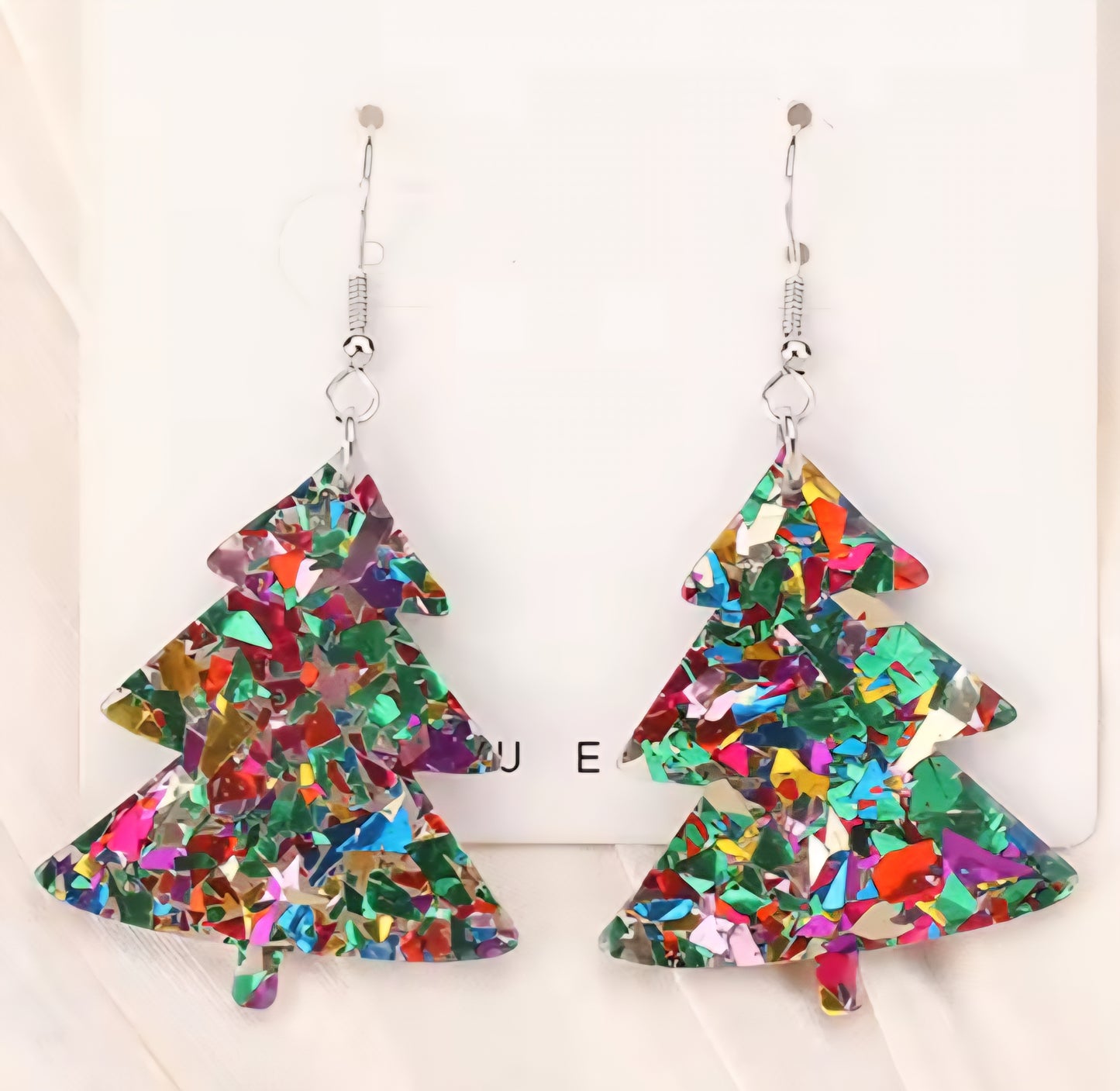 PREORDER Colored Christmas Tree Acrylic Dangle Earrings