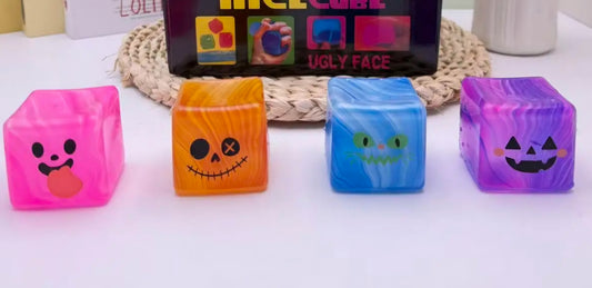 Mystery Funny Face Swirl Cube Maltose Squishy