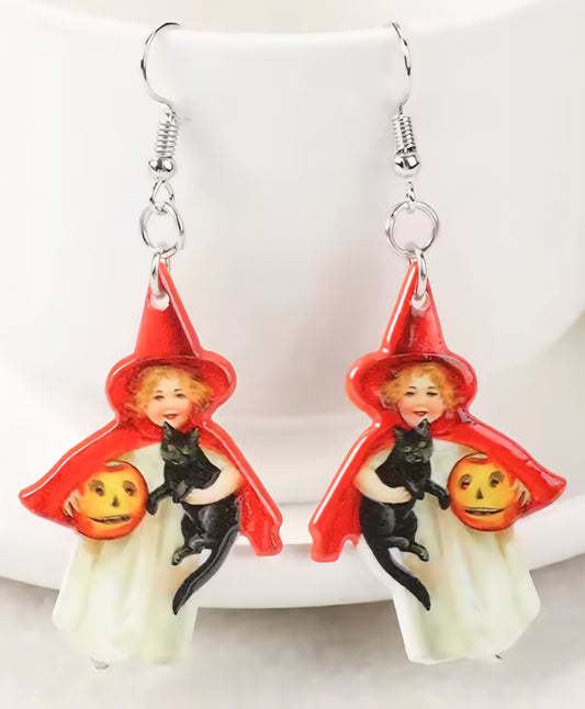 PREORDER Halloween Vintage Good Witch Acrylic Dangle Earrings