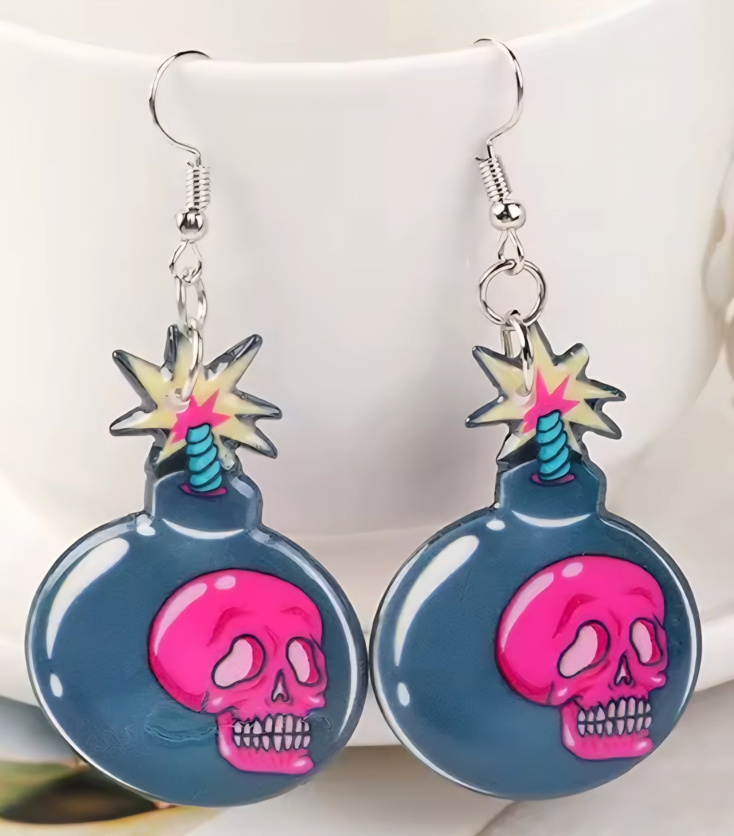 PREORDER Halloween Skeleton Dynamite Acrylic Dangle Earrings