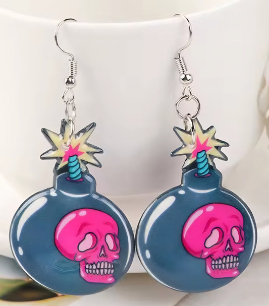 PREORDER Halloween Skeleton Dynamite Acrylic Dangle Earrings