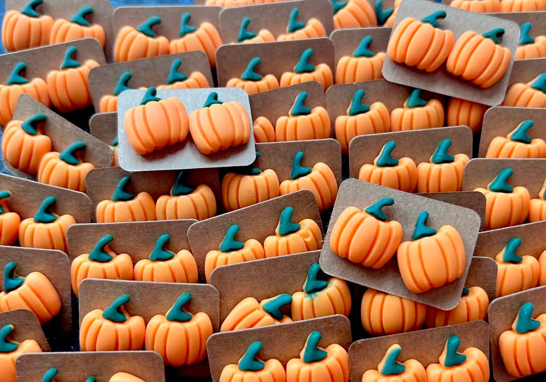 Jumbo Pumpkin Resin Stud Earrings