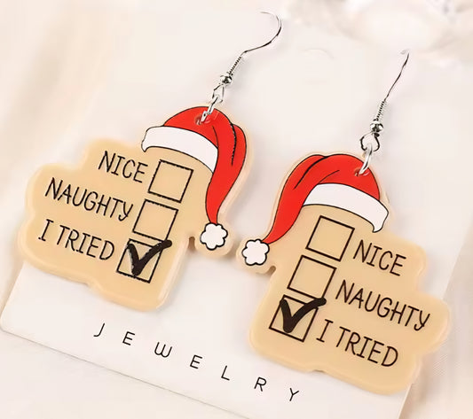 PREORDER Christmas I Tried Acrylic Dangle Earrings