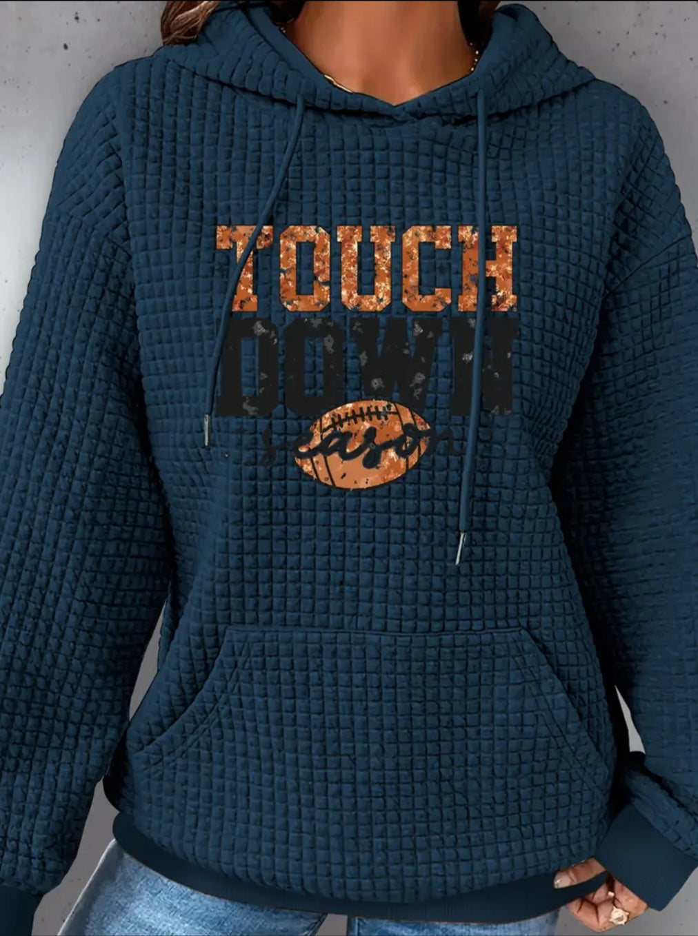 PREORDER Touchdown Season Knit Waffle Pullover Hooded Sweater
