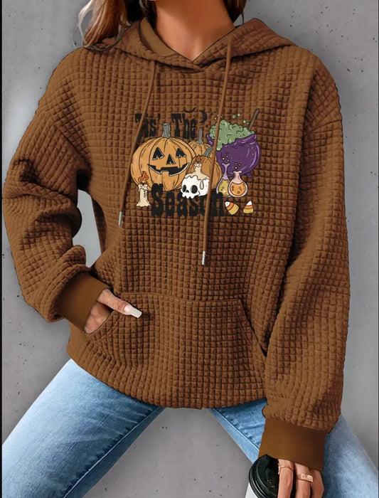 PREORDER Halloween Tis The Season Season Knit Waffle Pullover Hooded Sweater