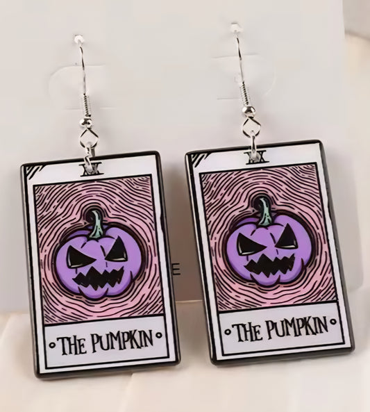 PREORDER Halloween The Pumpkin Tarot Card Acrylic Dangle Earrings