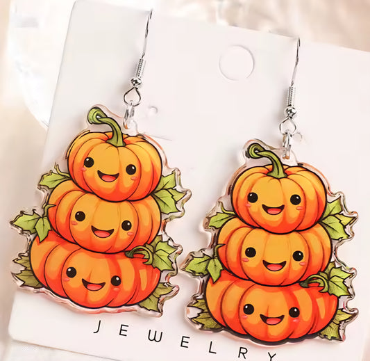 PREORDER Halloween Happy Pumpkins Acrylic Earrings