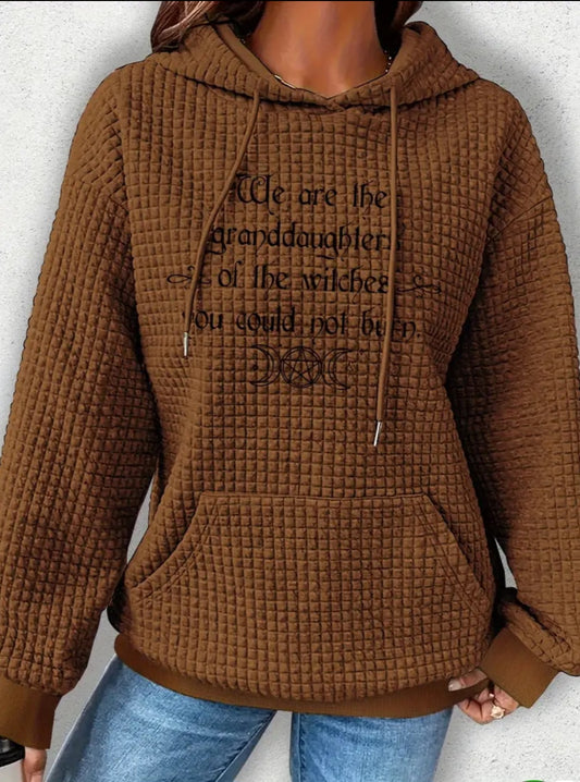 PREORDER Halloween Granddaughters Of Witches You Could Not Burn Knit Waffle Pullover Hooded Sweater