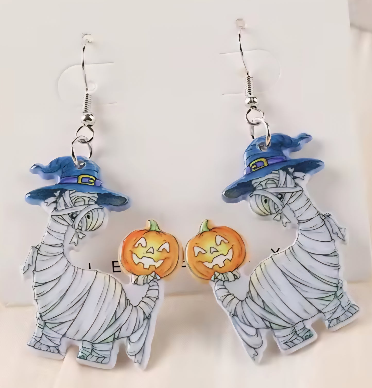 PREORDER Halloween Dinosaur Mummy Acrylic Dangle Earrings