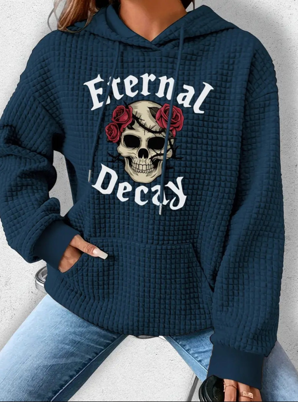 PREORDER Halloween Eternal Decay Knit Waffle Pullover Hooded Sweater