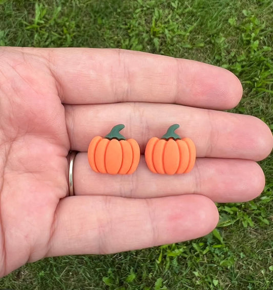 Jumbo Pumpkin Resin Stud Earrings