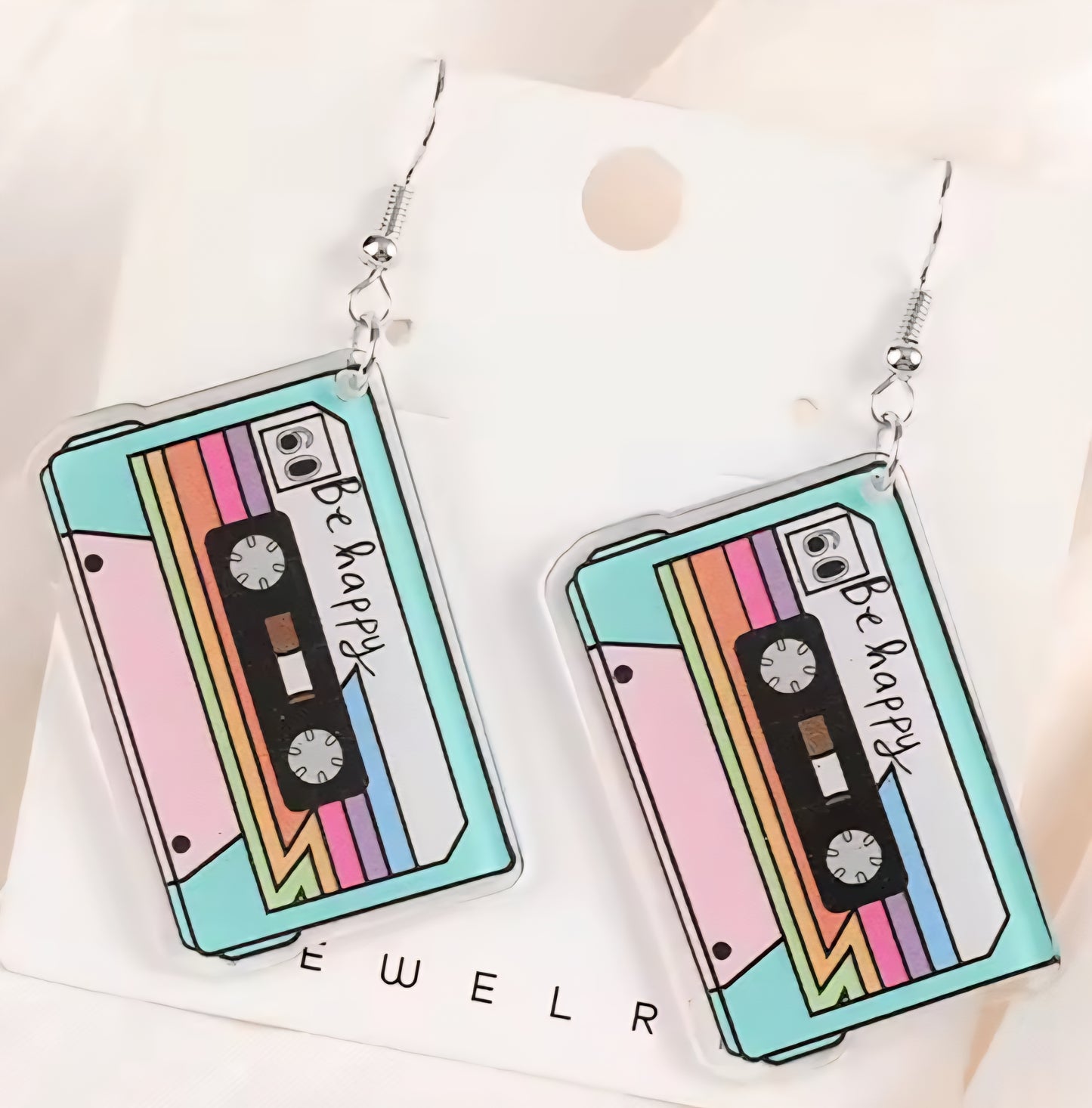 PREORDER Halloween 90s Be Happy Cassette Acrylic Earrings
