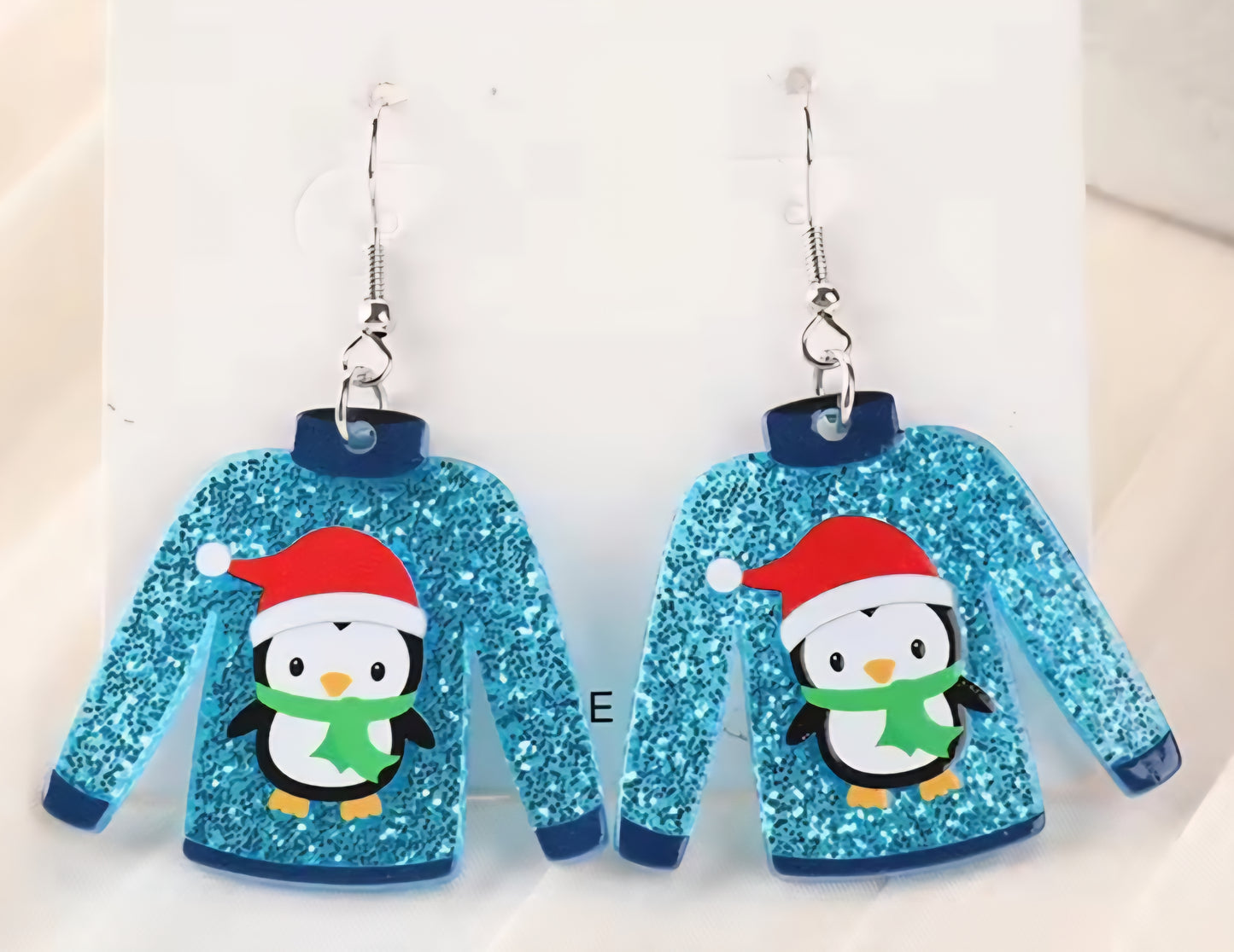 PREORDER Christmas Penguin Ugly Sweater Acrylic Dangle Earrings