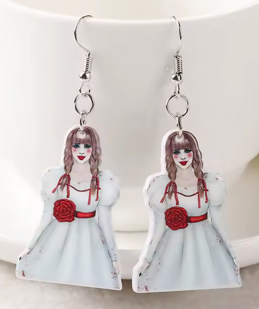 PREORDER Halloween Creepy Clown Girl Acrylic Dangle Earrings