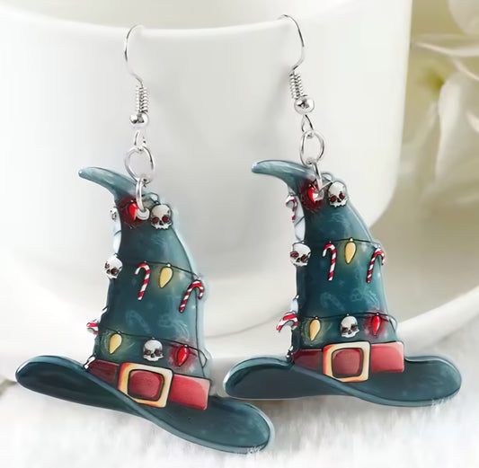 PREORDER Halloween/Christmas Lights Witch Hat Acrylic Dangle Earrings