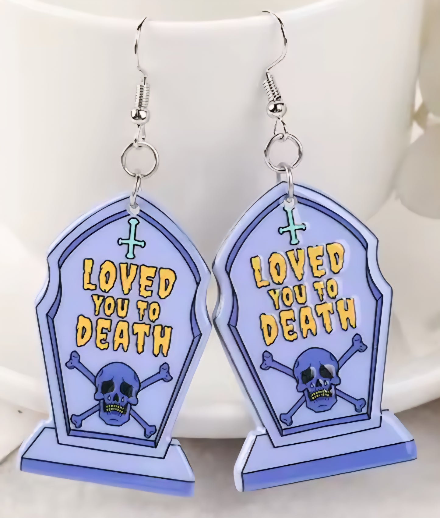 PREORDER Halloween Loved You To Death Acrylic Dangle Earrings