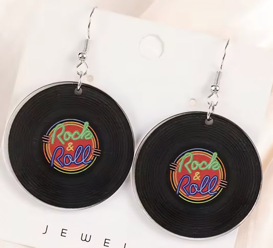 PREORDER Halloween 90s Rock N Roll Record Acrylic Earrings