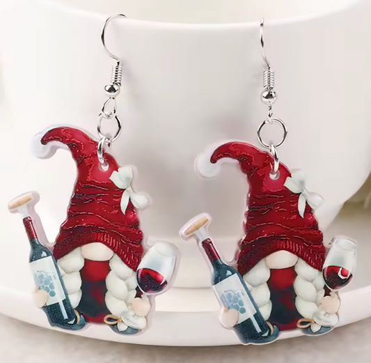 PREORDER Christmas Wine Acrylic Dangle Earrings