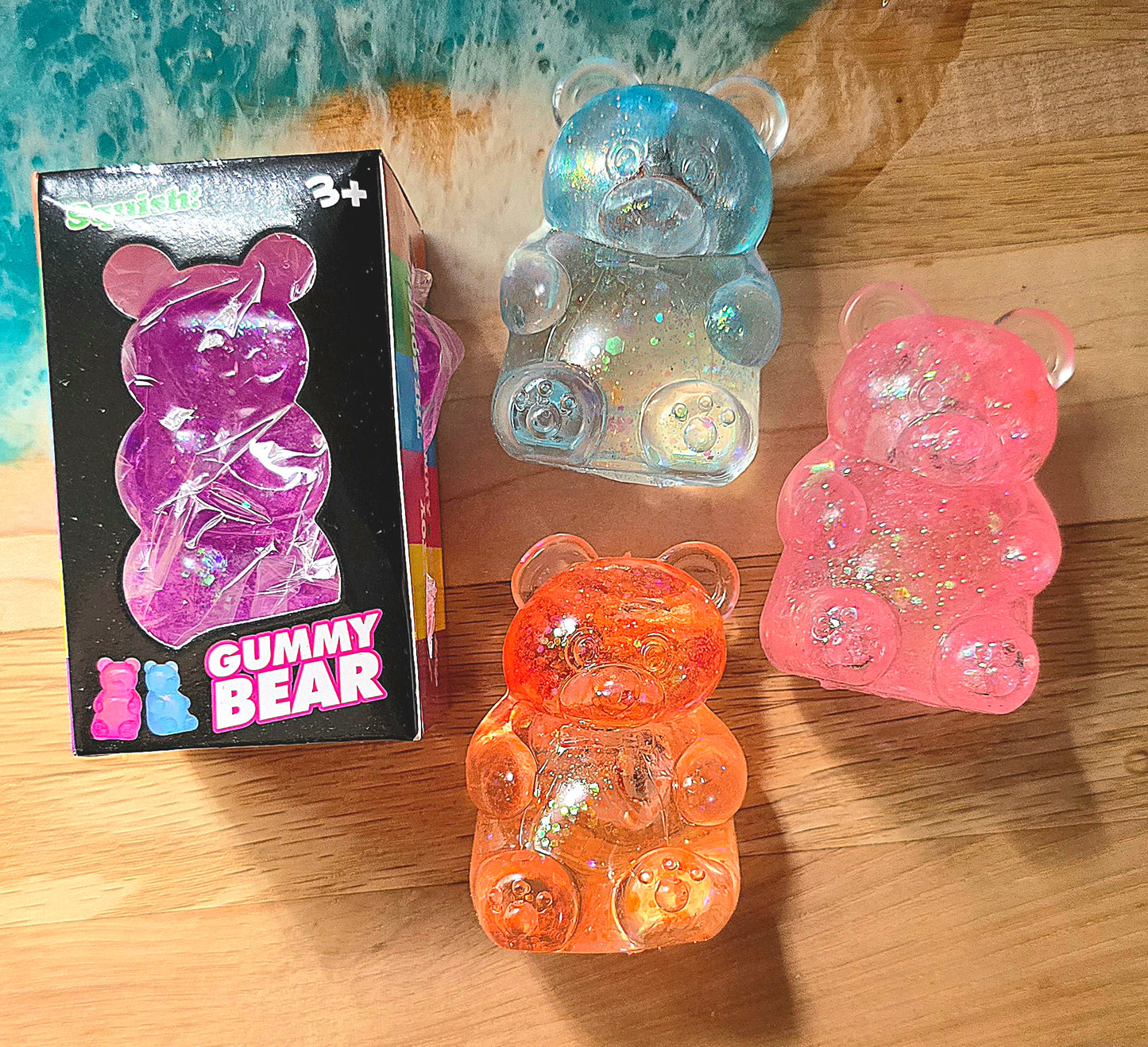 Mystery Glitter Lighted Gummy Bear Maltose Squishy