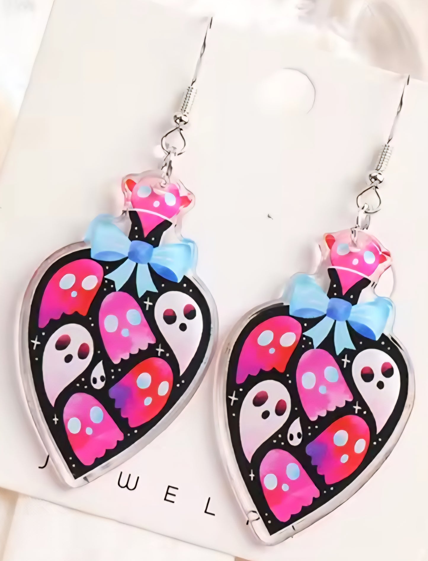 PREORDER Halloween Ghosts In A Bottle Acrylic Dangle Earrings