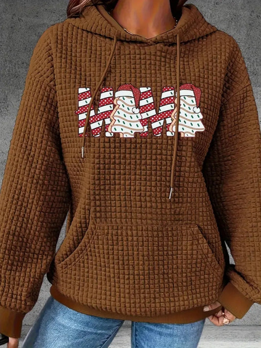PREORDER Christmas Tree Mama Knit Waffle Pullover Hooded Sweater