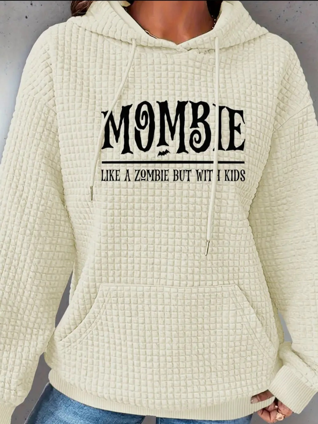 PREORDER Halloween Mombie Knit Waffle Pullover Hooded Sweater