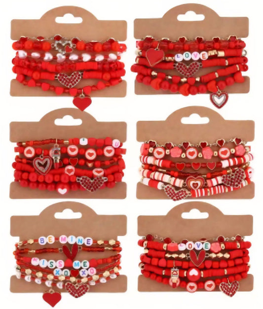 Valentine 6 Pack Polymer Bracelet Set