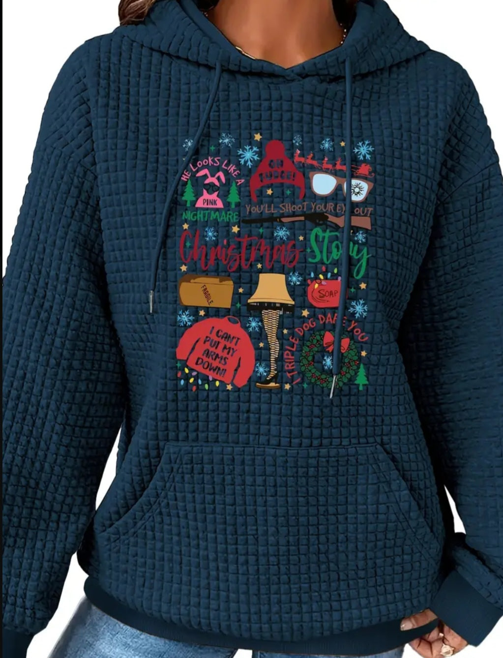 PREORDER A Christmas Story Knit Waffle Pullover Hooded Sweater
