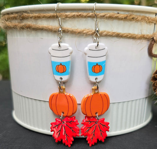HALLOWEEN Pumpkin Spice Fall Acrylic Dangle Earrings